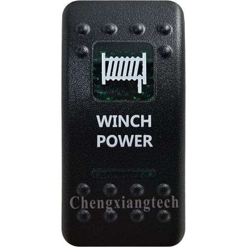 Green Printed Switch Cap - WINCH POWER - for 12V 20A 5Pin On Off SPST Led Light Bar Car Boat Rocker Switch, COVER Only