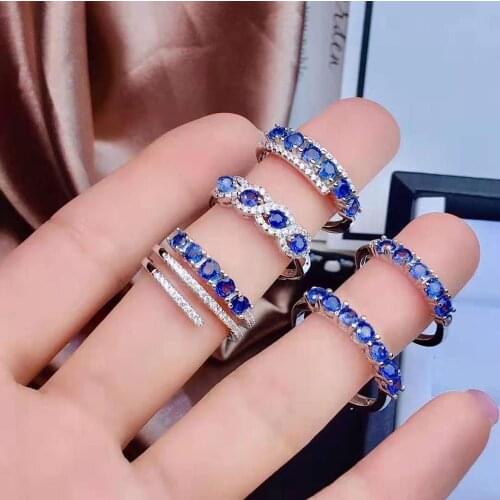 Natura High-Qualityl Sapphire Gemstone Multi Style Ring Real 925 Silver Fine Fashion Charming Jewelry for Women