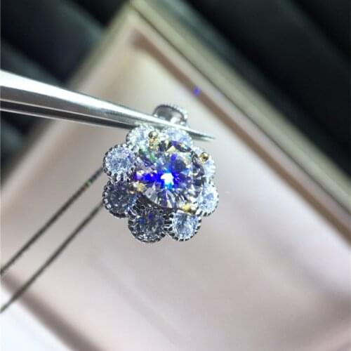Silver 2 Carat Diamond Test Passed D Color Flower Cut Moissanite Pendant Necklace Female VVS1 Diamond Chain Trendy 925 Jewelry
