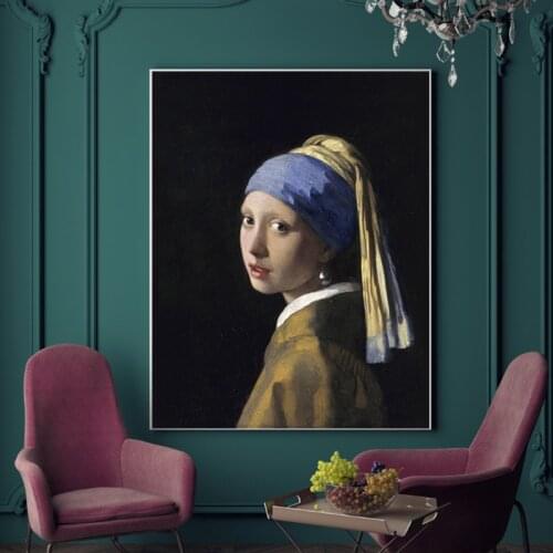 Famous Canvas Painting Poster Het meisje met de parel Print Wall Art Pictures For Living Room Bedroom Dinning Room Home Decor
