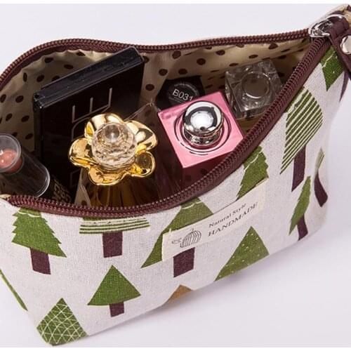 1 Pcs Multifunctional Canvas Cosmetic Bag Portable Travel Outdoors Environment-Friendly Multicolor Pattern TSLM1