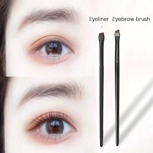 1Pc Professional Oblique Angle Eyeliner Eyebrow Brush Synthetic Hair Flat Eyeliner Eyebrow Blending Brushes Super Thin Sharp