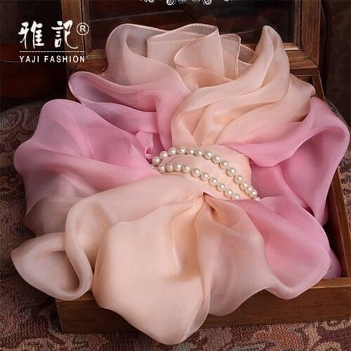 100% R100% Real Silk Scarf Women Pink Luxury Brand 2020 Natural Hangzhou Solid Neckerchief Scarf Silk Foulard Beach Covering