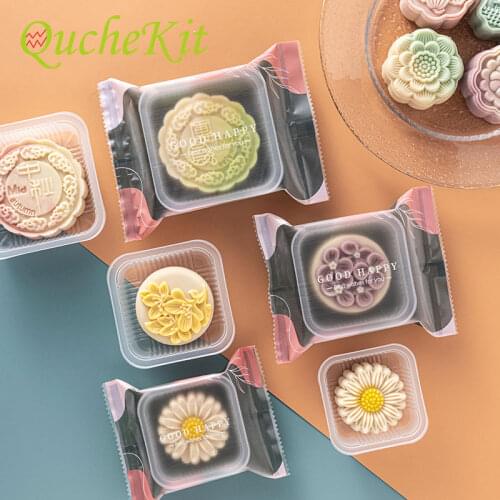 100pcs Moon Cake Packaging Handmade Cake Dessert Biscuit Egg Yolk Crisp Opp Bag Trays Mid-autumn Festival Gift Party Supplies