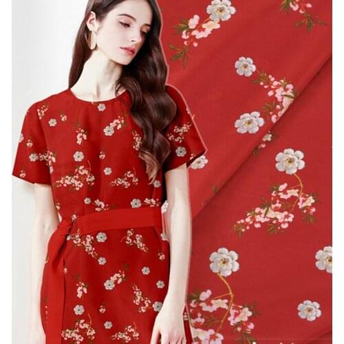 140cm wide Chinese silk fabric meter digital printing silk crepe de chine fabric 16mm shirt dress fabric wholesale silk cloth