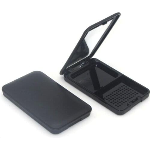 25 pcs/lot Empty Powder Compact Square Plastic Matte Black Makeup Packaging 15 G Cosmetic Blusher Powder Case with Mirror