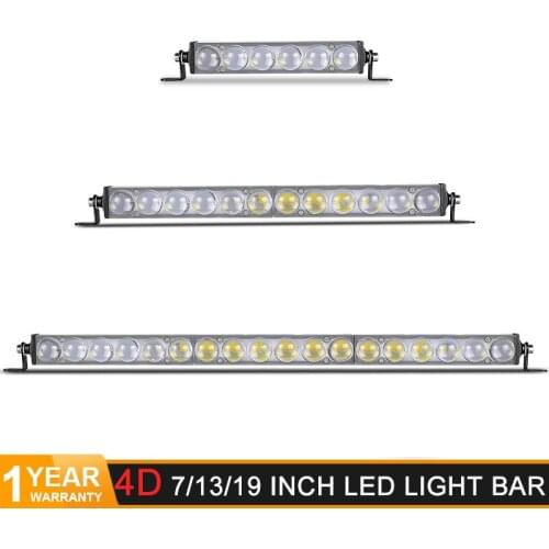 4D Slim LED Light bar 7" 13" 19'' inch Spot beam light Car Led Work Lights bar Offroad 12V 24V for Auto Truck 4X4 4WD SUV ATV