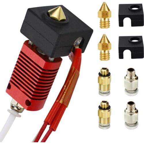 9pcs Assembled Extruder Hot End Kit for Creality Ender 3 V2/Ender 3 Pro 0.4mm MK8 Brass Nozzle Pneumatic Connector