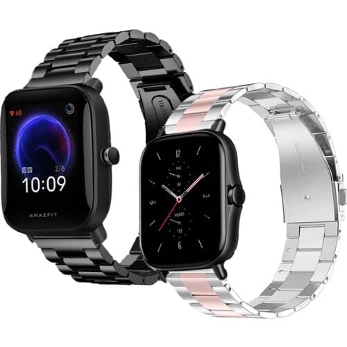 Stainless Steel Wrist Strap For Huami Amazfit GTS2 2e Mini Bip U Pro lite Watch bracelet For Garmin Venu sq metal Strap