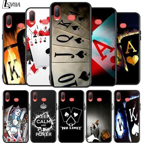 Retro Poker Game for Samsung Galaxy A9S A8S A6S A9 A8 A7 A750 A6 A5 A3 Plus Star 2018 2017 2016 Black Phone Case