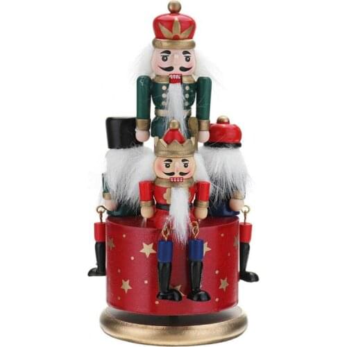3 Colors Wooden Nutcracker Music Box Retro 4 Soldier Musical Case Birthday Gift Home Decoration Accessories Christmas Gifts