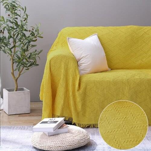 Large Size Cotton Knitted Sofa Blanket with Tassels Bedroom Bedspread Tapestry Air Conditioning Quilt Home Decor