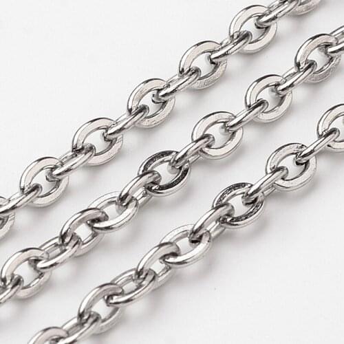 50m/roll 4x3mm Unwelded 304 Stainless Steel Cable Chains for Jewelry Making DIY Bracelet Necklace Accessories Finding