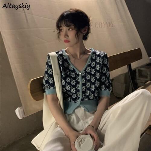 Cardigan Women Soft Floral Sweet Female All-match Single Breasted Elegant Various Colors Streetwear Buttons Chic Leisure Clothes