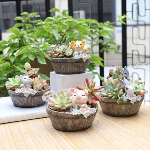Cartoon Cute Flower Pot Ceramic Fleshy Flower Pot Cat Dog Pig Small Animal Flower Pot Creative Bedroom Desktop Home Decoration