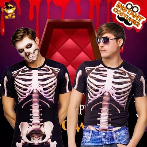 Halloween Men skeleton 3 D Print T-shirt Role Play Skeleton Top Dress Up T-shirt for Adult Man