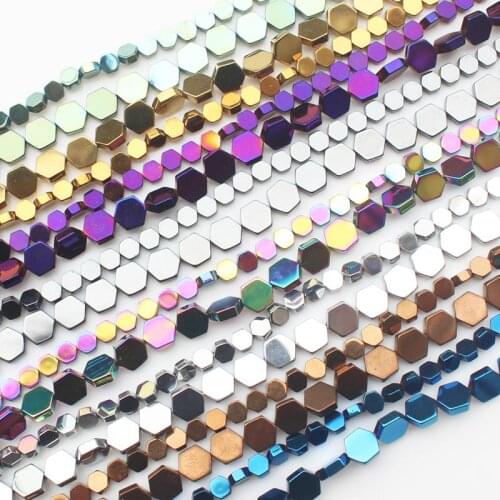 Very Shining! Natural Hematite Hexagonal Plate beads 15inch, For DIY Jewelry Making, pendant,necklace