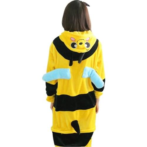 Unisex Kigurumi Adults Animal Pajamas Anime Onesie Bee Flannel Cartoon Cute Warm Cosplay Sleepwear