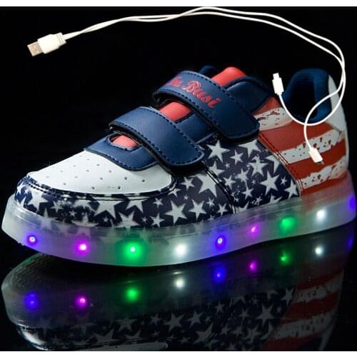 Size 25-37 New Summer autumn Led Fiber Optic Shoes for girls boys men women USB Recharge glowing Sneakers Man light up shoes