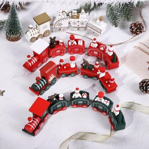 Merry Christmas Wooden Train Ornament Christmas Decoration For Home Santa Claus Gift Natal Navidad Noel 2022 New Year Xmas Decor