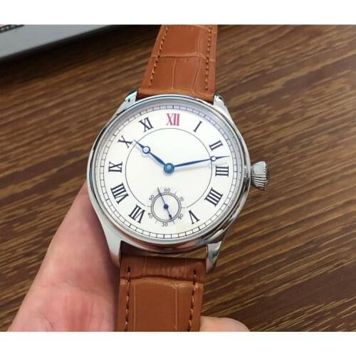 Sapphire crystal or Mineral glass 44mm White Roman dial Asian 6497 17 jewels movement Mechanical watches Pilot watch GR33-21