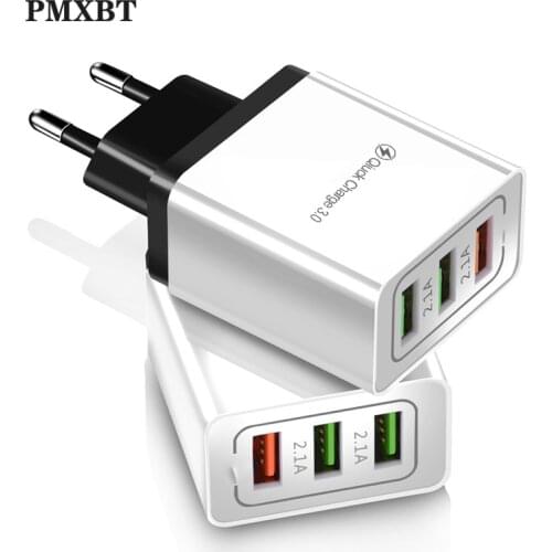 Quick Charge 3.0 Multi USB Charger For iPhone XS 8 iPad Fast Wall Charger For Samsung S9 Huawei P30 3 Ports Mobile Phone Charger