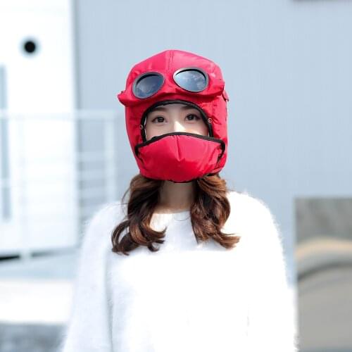 Parent-Child Winter Ski Hat Fleece Cycling Cap For Men Women Windproof Hiking Climbing Sports Adult Hat Glasses And Scarf Set