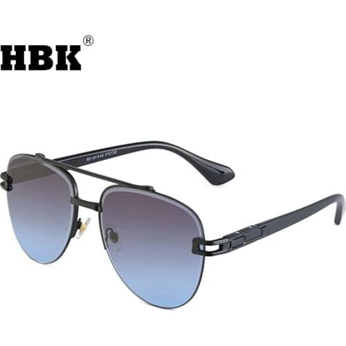 HBK Vintage New Round Pilot Sunglasses Men Women Gradient Brown Lens High Quality Zonnebril Driving Sun Glasses UV400