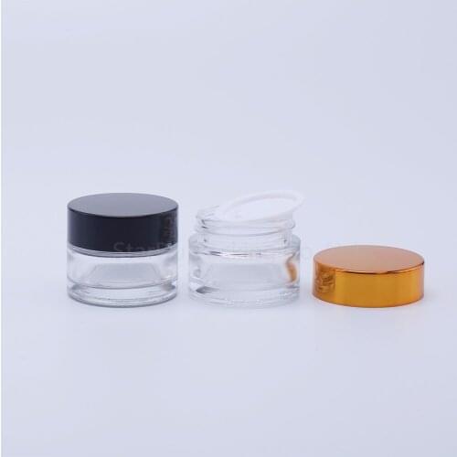1pcs 15g Glass Cream Jars Cosmetic Packaging with lid plastic caps & inner liners round empty small glass jars