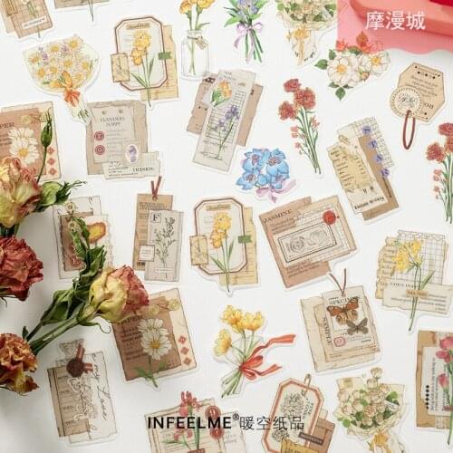 30pcs/bag Flower & Plants Washi Paper Stickers Diy Diary Deco Planner Journal Decorative Stationery Stickers