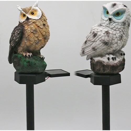 Owl Animal LED Yard Night Lamp Exterior Garden Waterproof Solar Waterproof Light Yard Garden Stake Statues Exterior Night Lamp