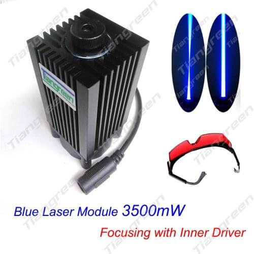 Tgleiser 3.5W 450nm 445nm Blue Module CNC Carving w/ 3500mW High Power Laser Diode free glasses as gift