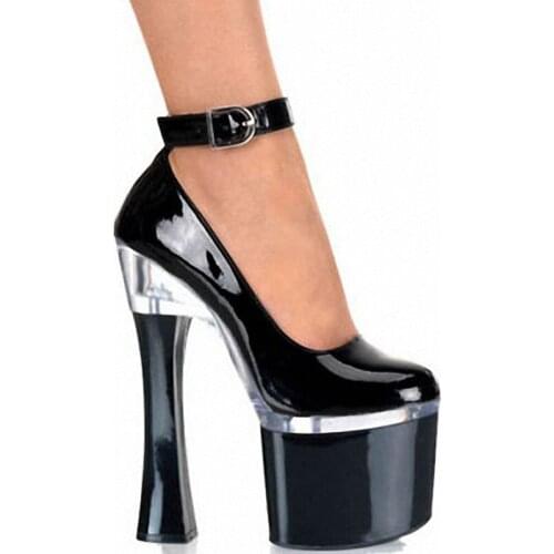 Sexy Bride Party High Heels Shoes Round Toe Office Lady Buckle Strap Ankle-Wraps Pumps Halloween Party Princess Cosplay Shoes