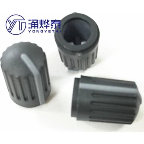 YYT 5PCS Plastic potentiometer matching knob 10*14MM tangent gray with indication 6MM half inner hole
