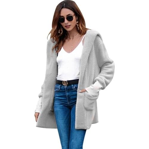 Fleece Cardigan Cashmere Sweater Women Casual Knitted Sweater Warm Outerwear Female Long Coat Soft Womens Jumper Pull Femme