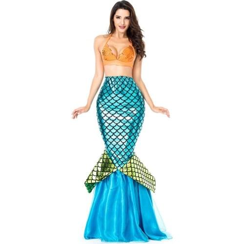 Halloween Ladies Mermaid Costume Playground Aquarium Swimming Pool Party Dress Fantasy Outfit