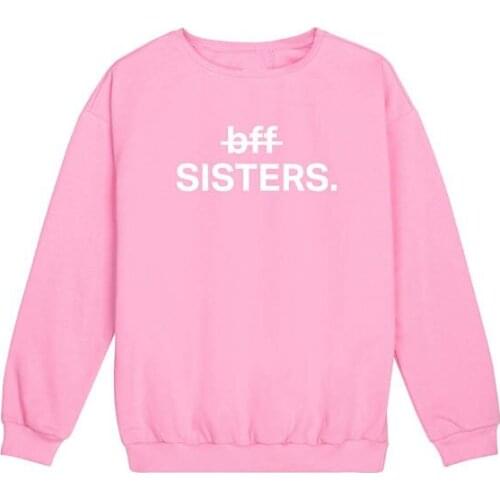 Aesthetic Casual Unisex Tumblr Jumper Bff Sisters Sweatshirt Graphic full Letter Hoodies Pink Hoodies Grunge Tops Clothing