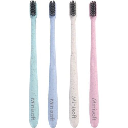 Cesoon Bamboo Charcoal Toothbrush Portable Head Wheat Straw Soft Filaments