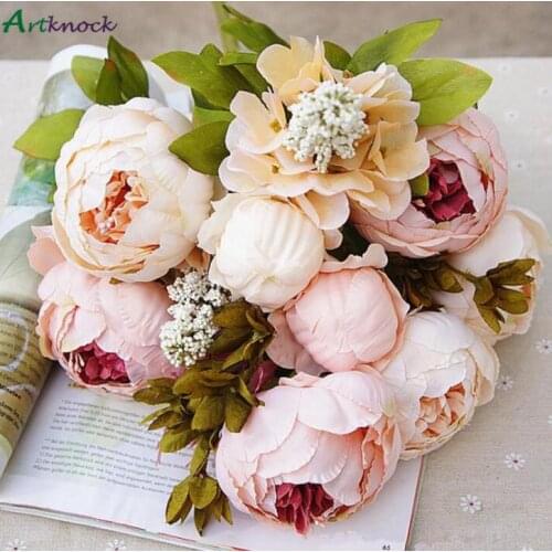 1Bunch European Artificial Peony Decorative Party Silk fake Flowers Peonies For Home Hotel decor DIY Wedding Decoration wreath