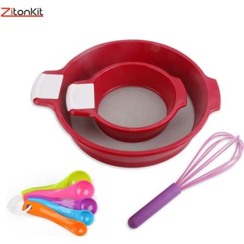 4pcs Flour Sifter Fine Mesh Measuring Spoon Eggbeater Sugar Filter Cake Decorating Baking Pastry Tool Stainless Steel Kitchen