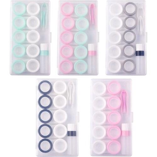 5pairs Contact Lens Box Holder Travel Portable Small Lovely Clear Eyewear Bag Container Contact Lenses Soak Storage Case