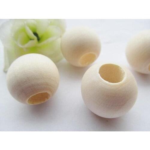 5pcs Good Quality 35mm Unfinished Round Ball Natural Wood Spacer Beads Charm Finding,Big Hole Bead, DIY Accessory Jewelry Making