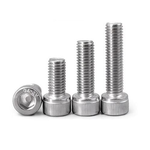 5Pcs M7 Allen Socket Cap Head Hexagon Screw 1.0mm Pitch Steel Hex Bolt White Nickel Plating 10mm-40mm