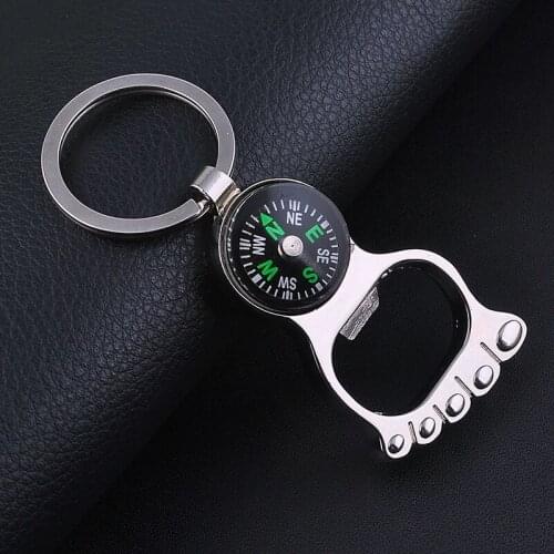FREE SHIPPING BY DHL 200pcs/lot Wholesale Metal Zinc Alloy Bottle Opener Key Chains with Compass Foot Keyrings Custom LOGO