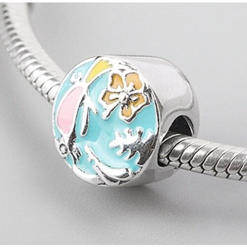 Authentic S925 Silver Bead Enchanted Tiki Room Dragonfly Charm fit Lady Bracelet Bangle DIY Jewelry