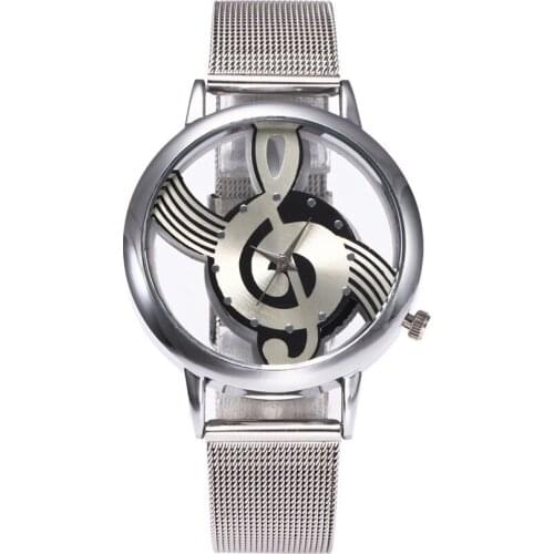 Fashion Personality Hollow Note Women Watches Steel Band Quartz Watch Silver Simple Ladies Wrist Watch Reloj Mujer