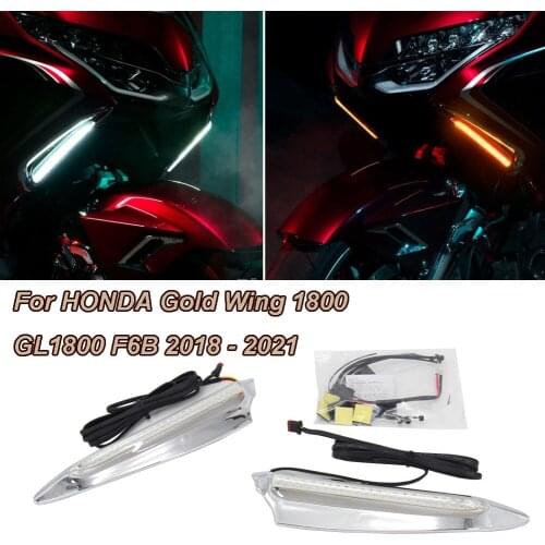 For HONDA Gold Wing 1800 GL1800 F6B Chrome or Black Motorcycle Front Lighted Vent Trim LED Turn Signal Kit 2018 2019 2020 2021