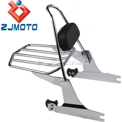 Chrome Detachable Passenger Sissy Bar Backrest Luggage Rack For Harley Softail Deluxe FLSTN 2006-2016 2017