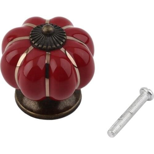 40mm Ceramic Pumpkin Retro Door Knobs Cabinet Drawer Locker Pull Handles