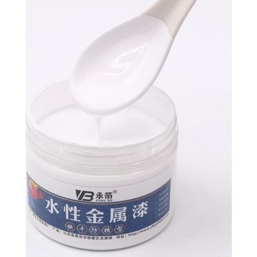 Metallic Paint Medium White Acrylic Paint Quick-drying and Anti-rust Water-based Metallic Paint Craft Paints Home Furniture 250g